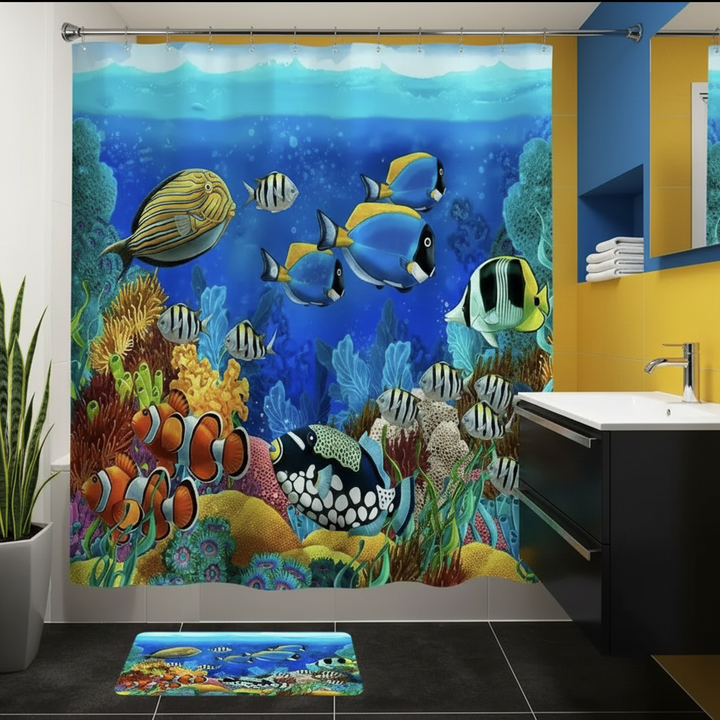 Tropical Sea Life 2pcs Shower Curtain Set