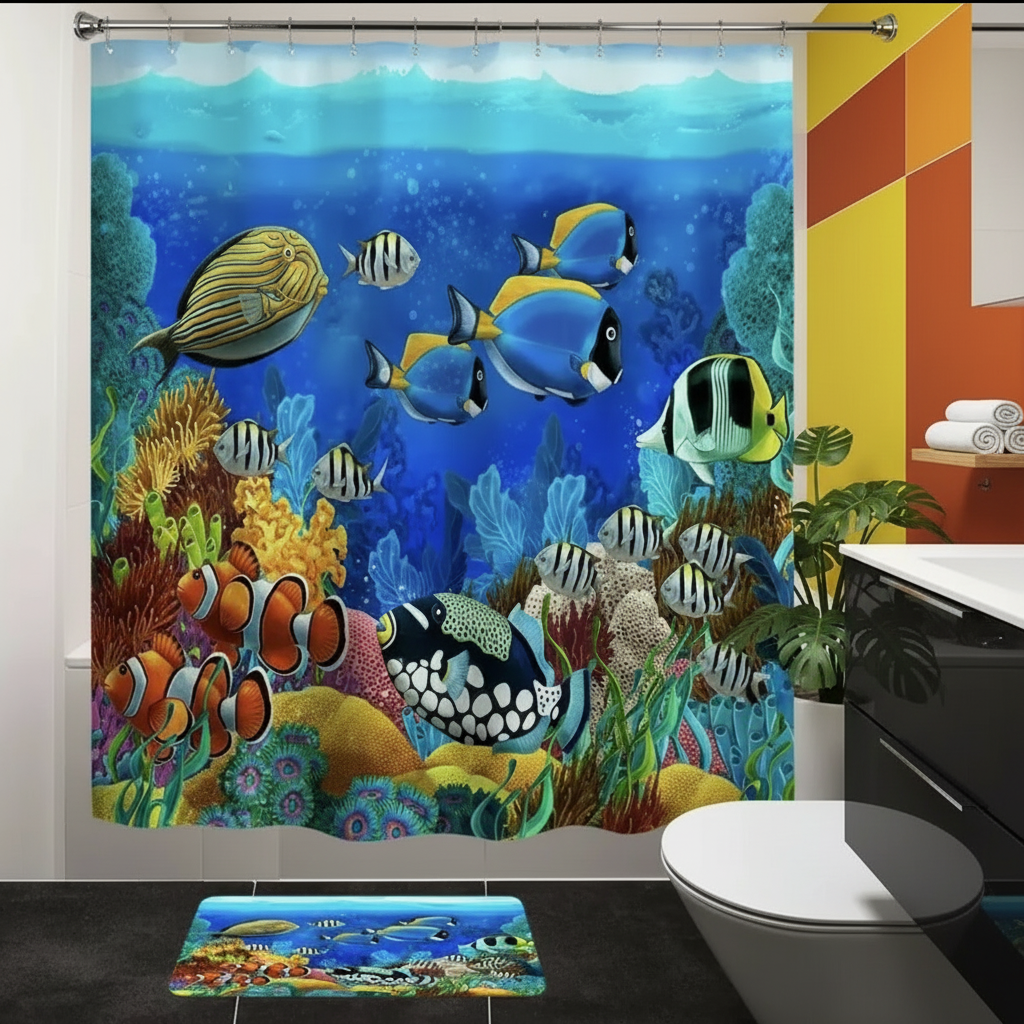 Tropical Sea Life 2pcs Shower Curtain Set