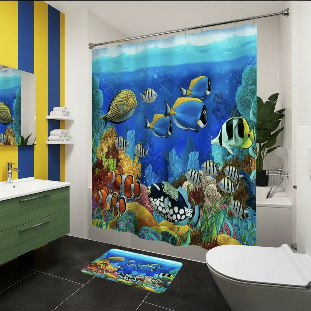 Tropical Sea Life 2pcs Shower Curtain Set