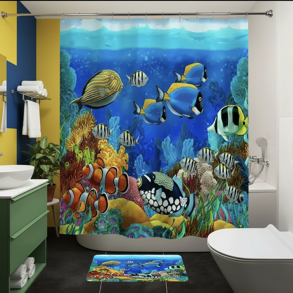Tropical Sea Life 2pcs Shower Curtain Set