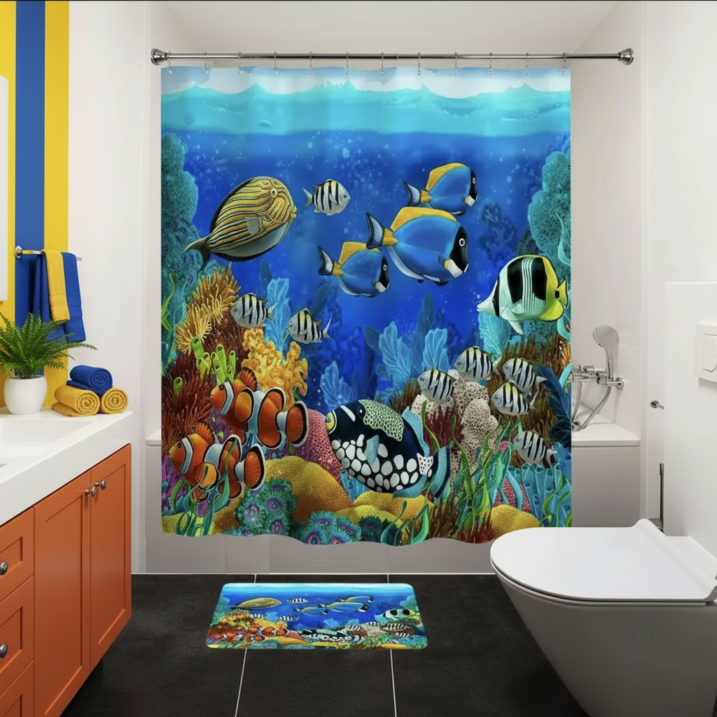 Tropical Sea Life 2pcs Shower Curtain Set