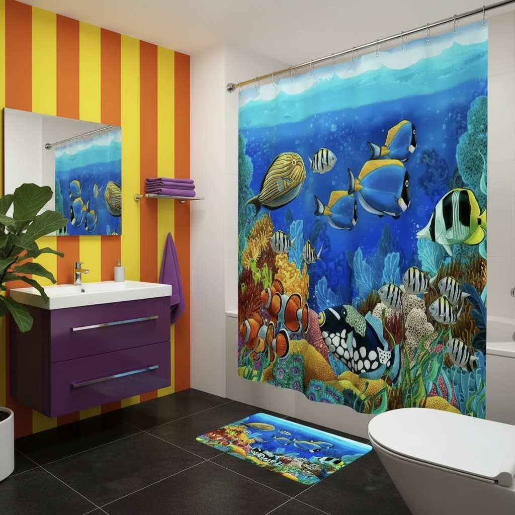 Tropical Sea Life 2pcs Shower Curtain Set