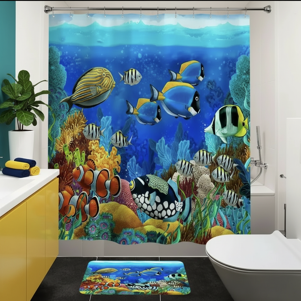 Tropical Sea Life 2pcs Shower Curtain Set