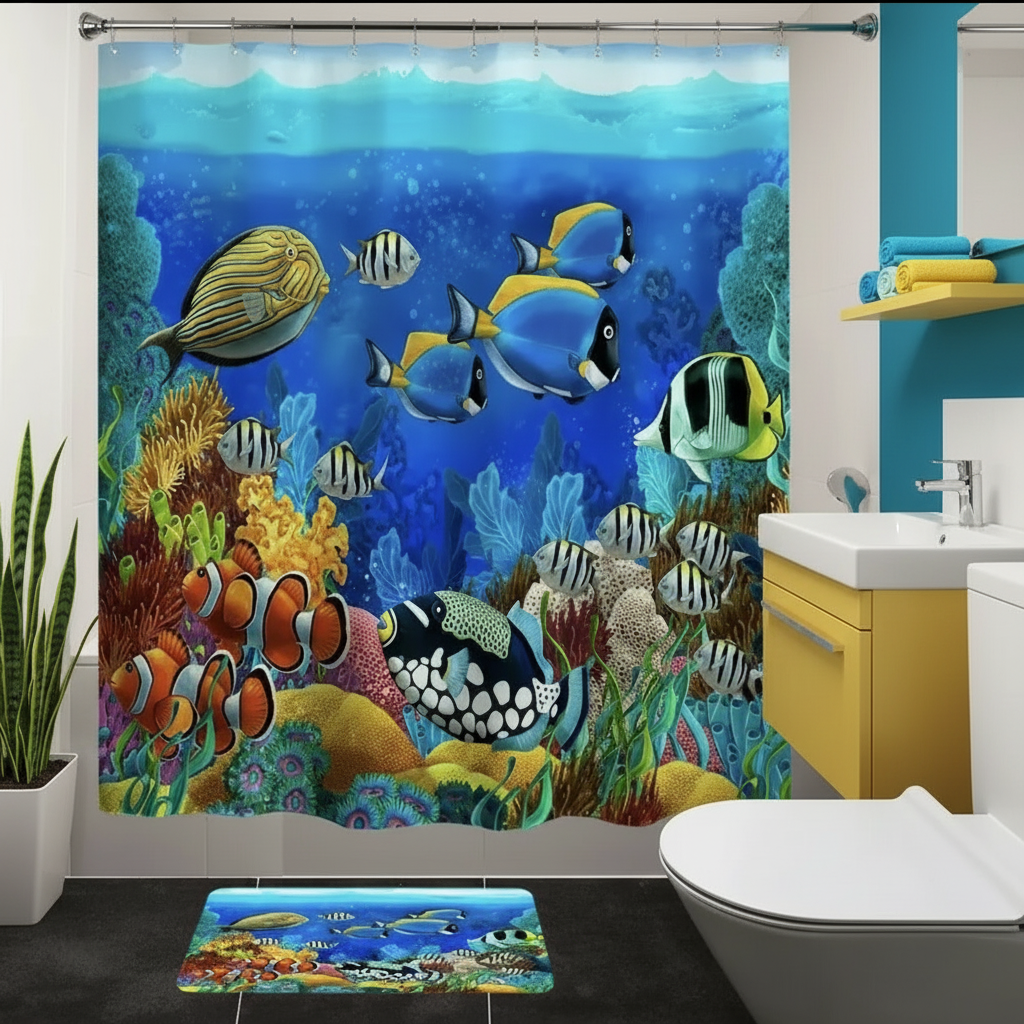 Tropical Sea Life 2pcs Shower Curtain Set
