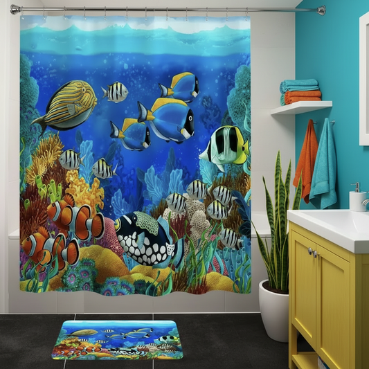Tropical Sea Life 2pcs Shower Curtain Set