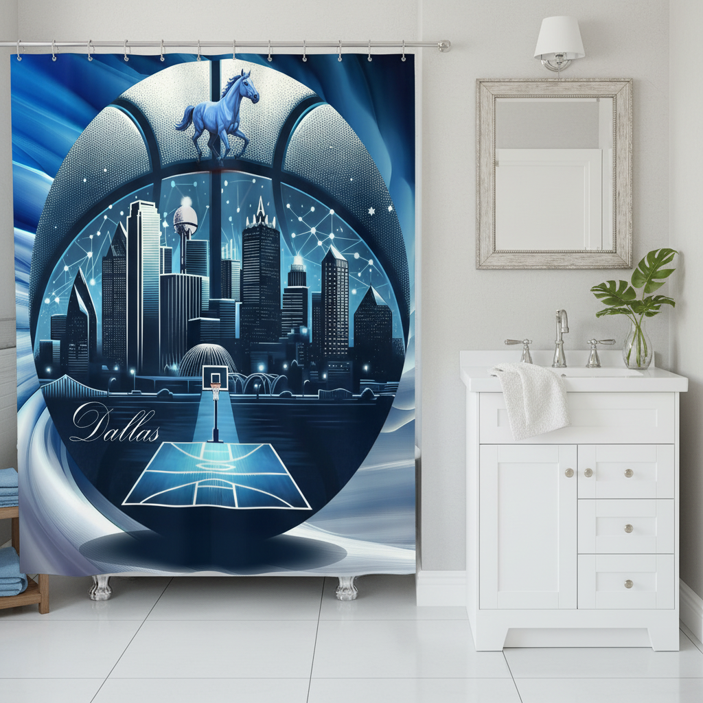 Copycat-Creations Dallas Basketball Shower Curtain