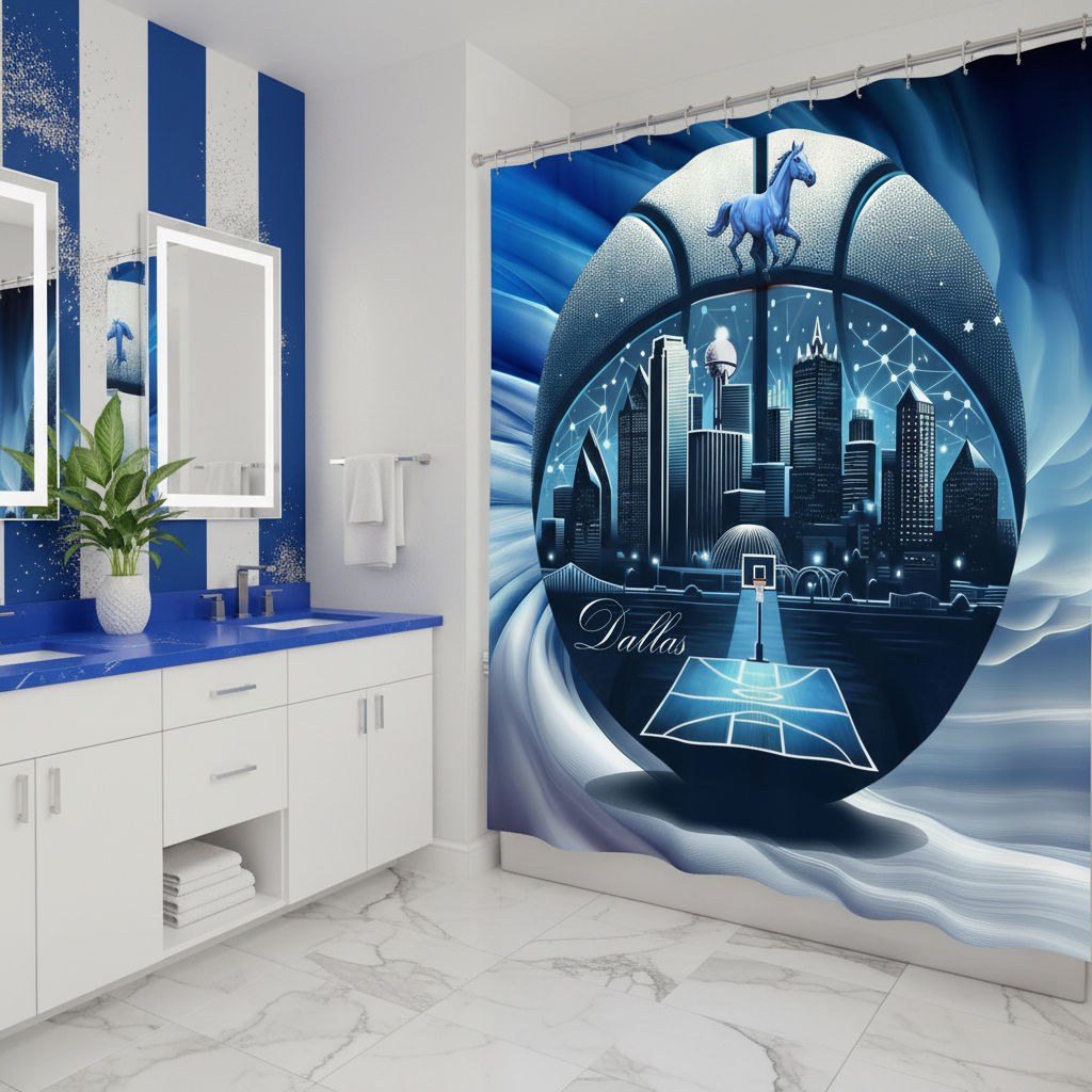 Copycat-Creations Dallas Basketball Shower Curtain