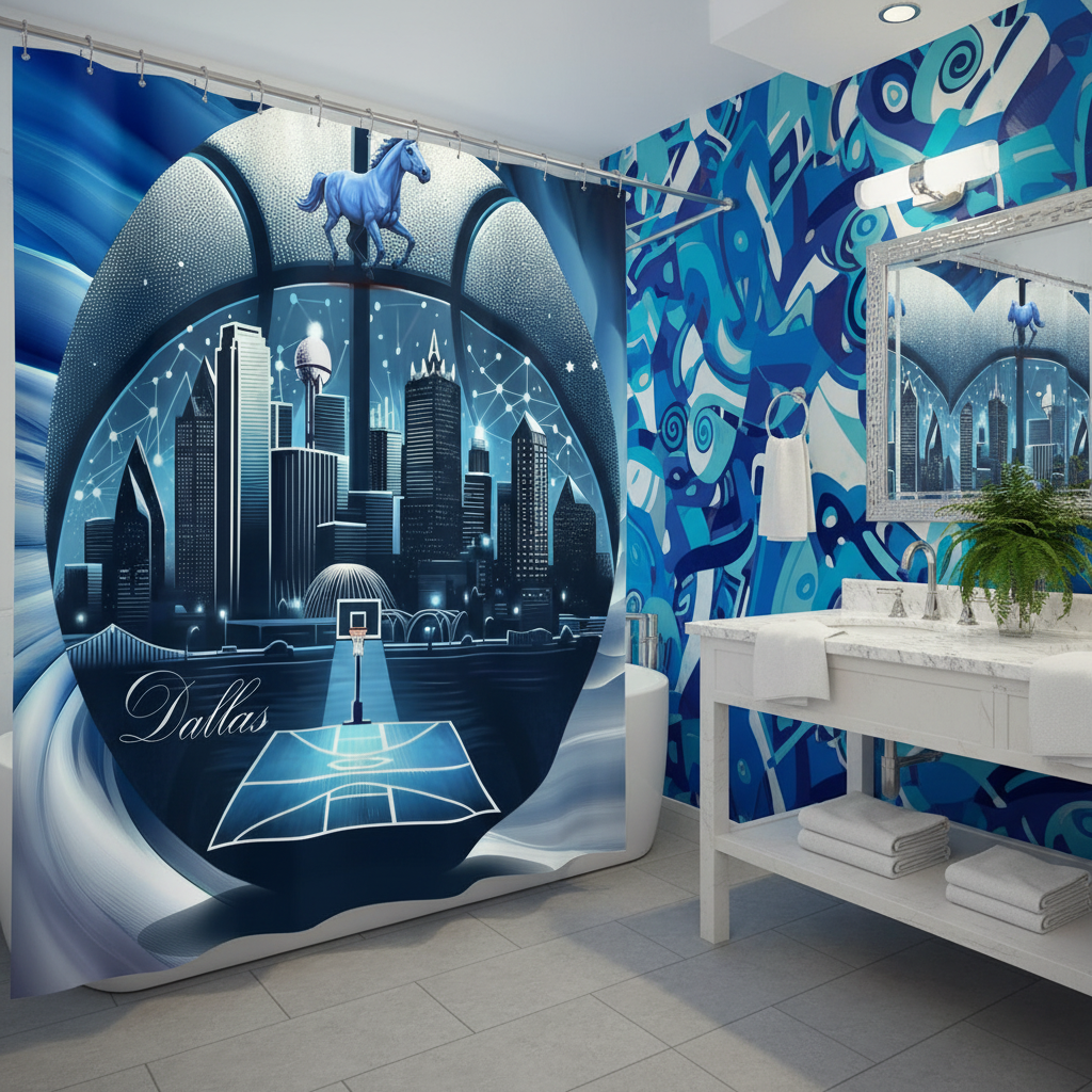 Copycat-Creations Dallas Basketball Shower Curtain