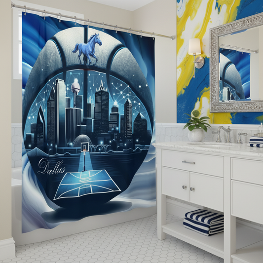 Copycat-Creations Dallas Basketball Shower Curtain