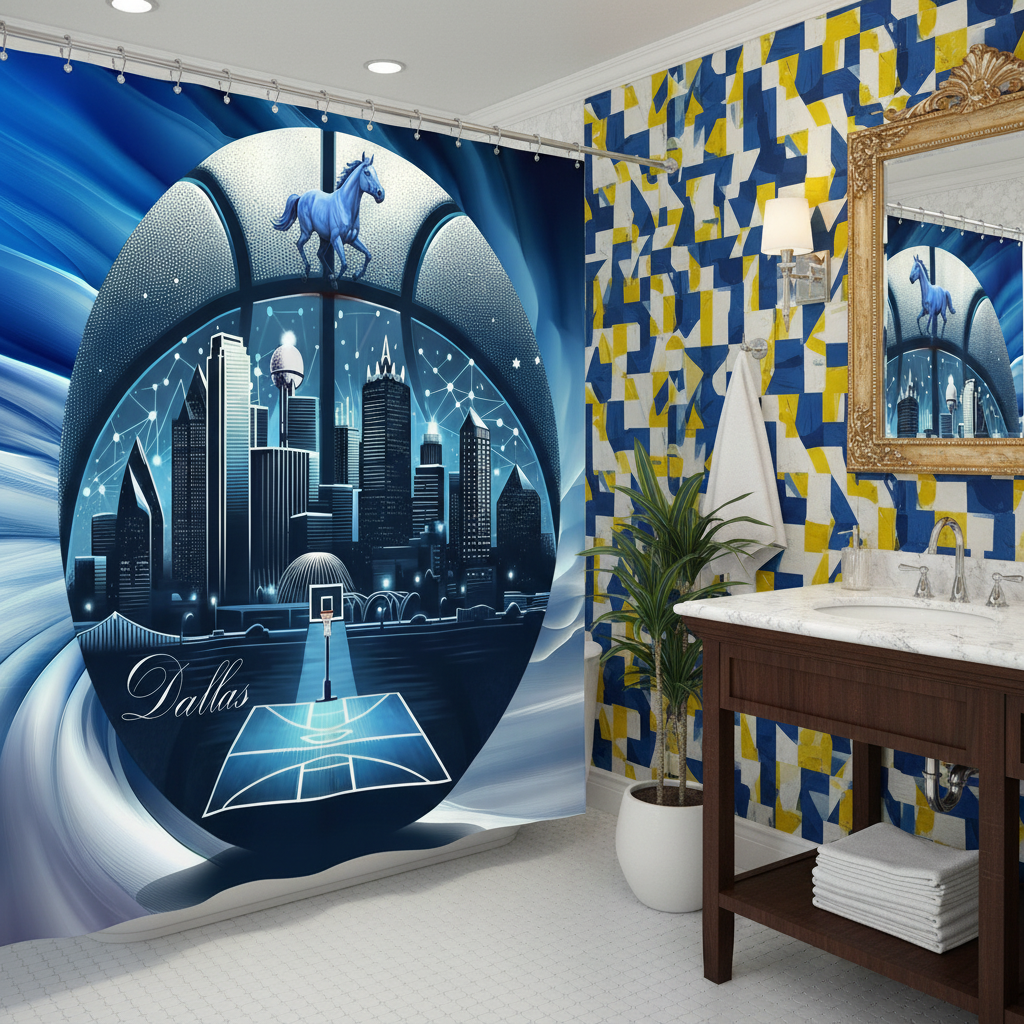 Copycat-Creations Dallas Basketball Shower Curtain