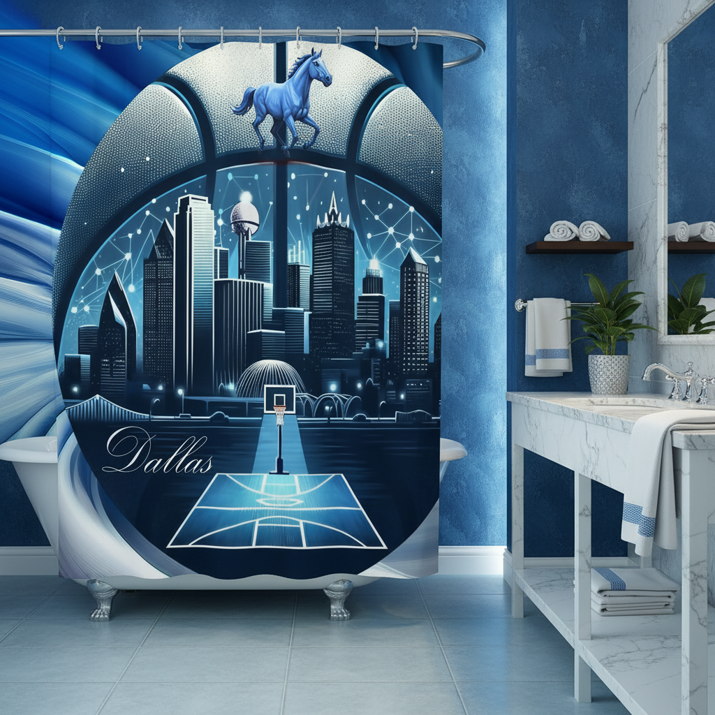 Copycat-Creations Dallas Basketball Shower Curtain