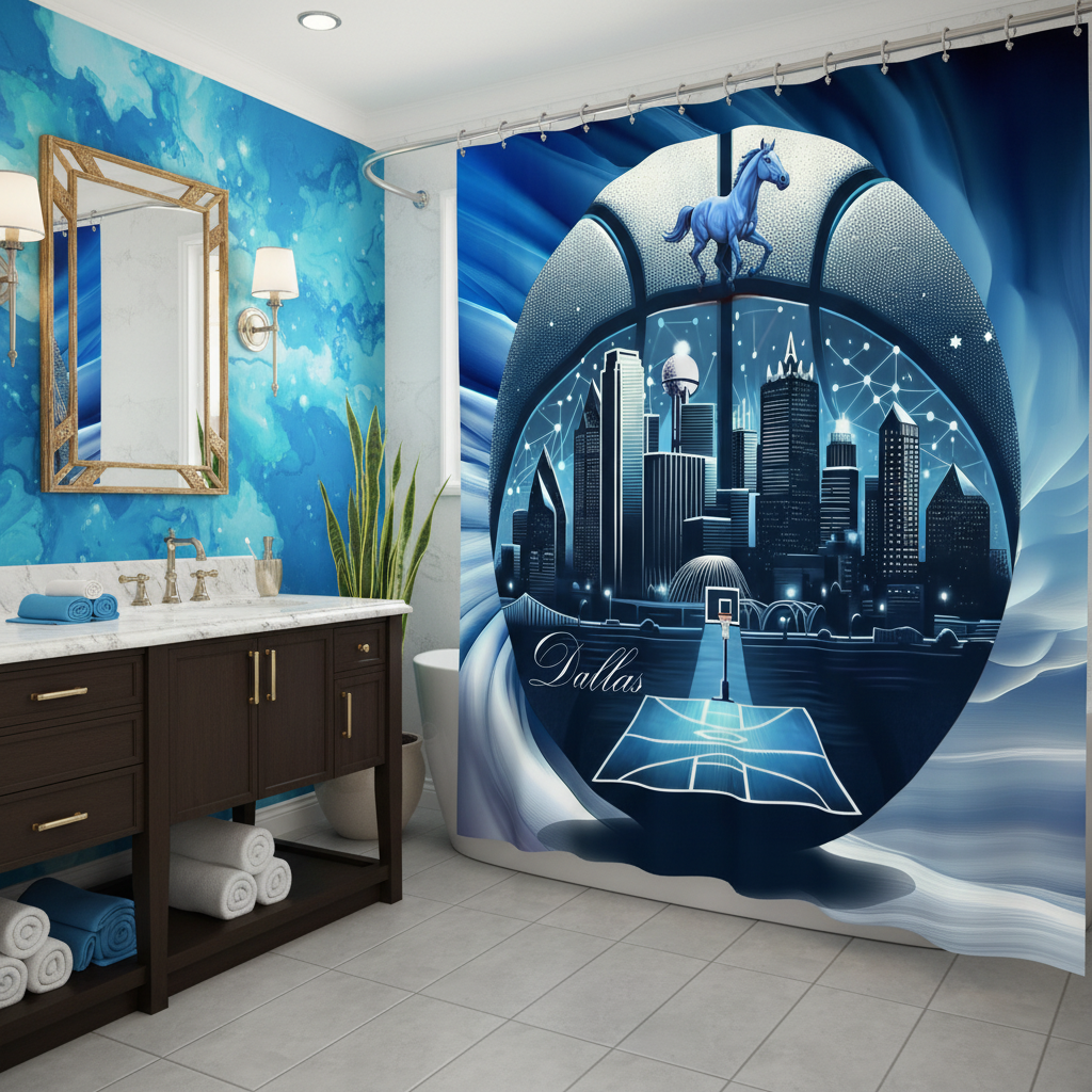 Copycat-Creations Dallas Basketball Shower Curtain