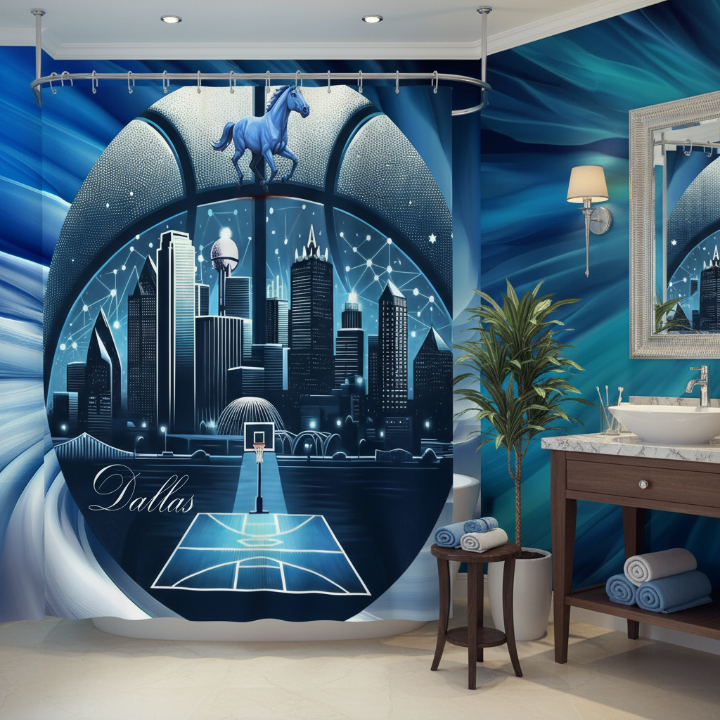Copycat-Creations Dallas Basketball Shower Curtain