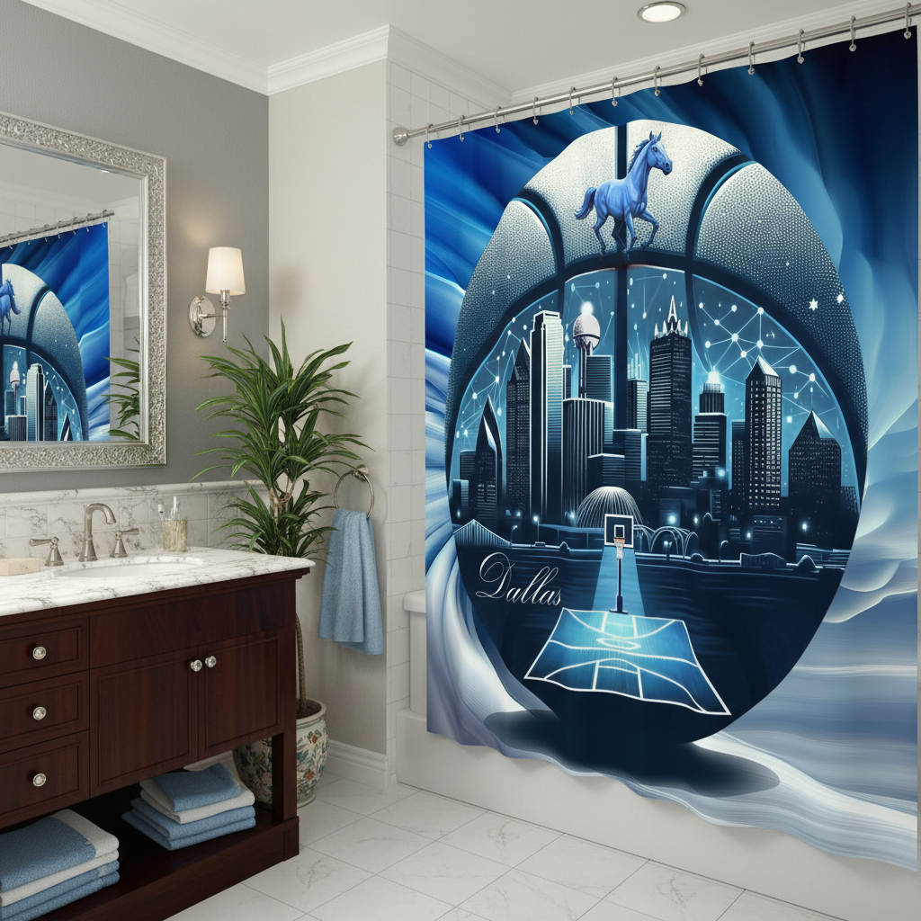 Copycat-Creations Dallas Basketball Shower Curtain