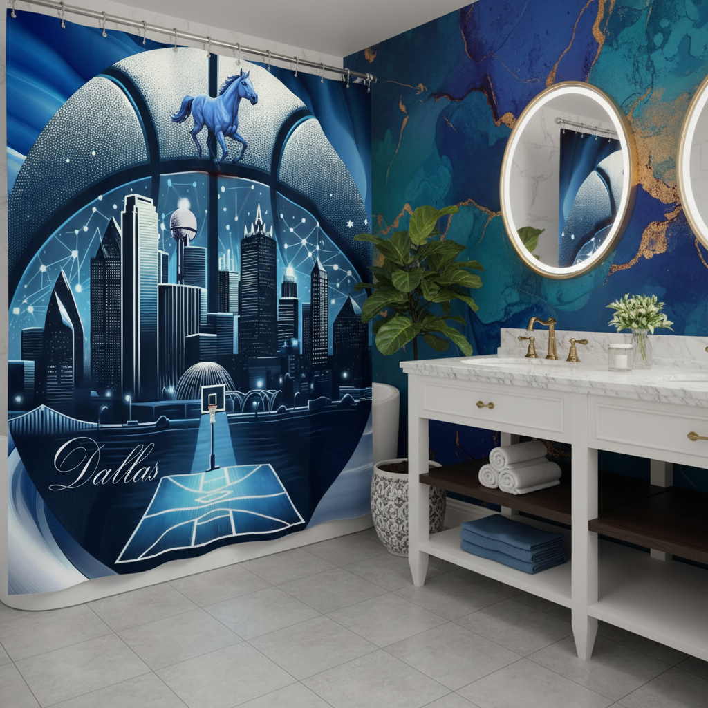 Copycat-Creations Dallas Basketball Shower Curtain