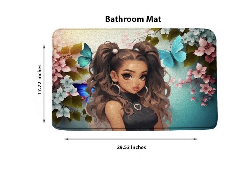 Butterfly and Floral Princess 2pcs Shower Curtain Set