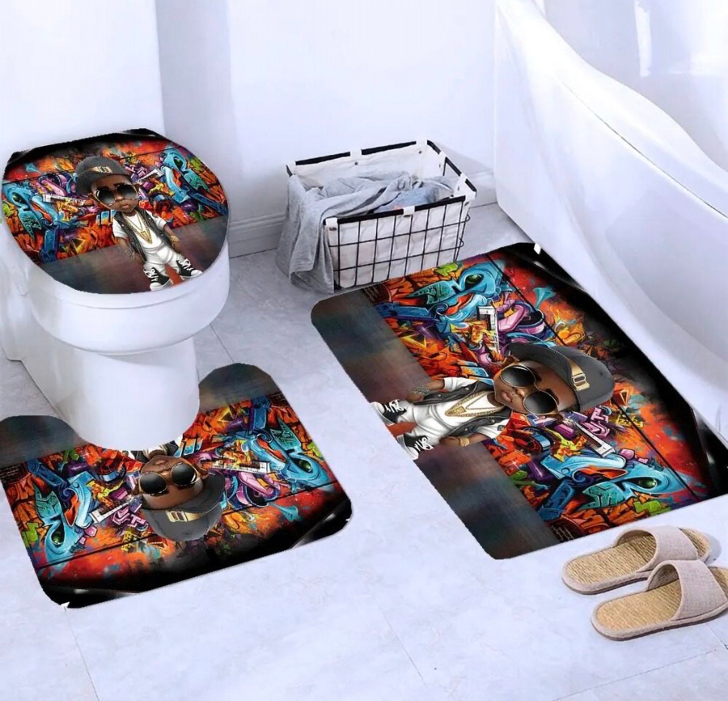 Hip-Hop Prince 4pcs Shower Curtain Set