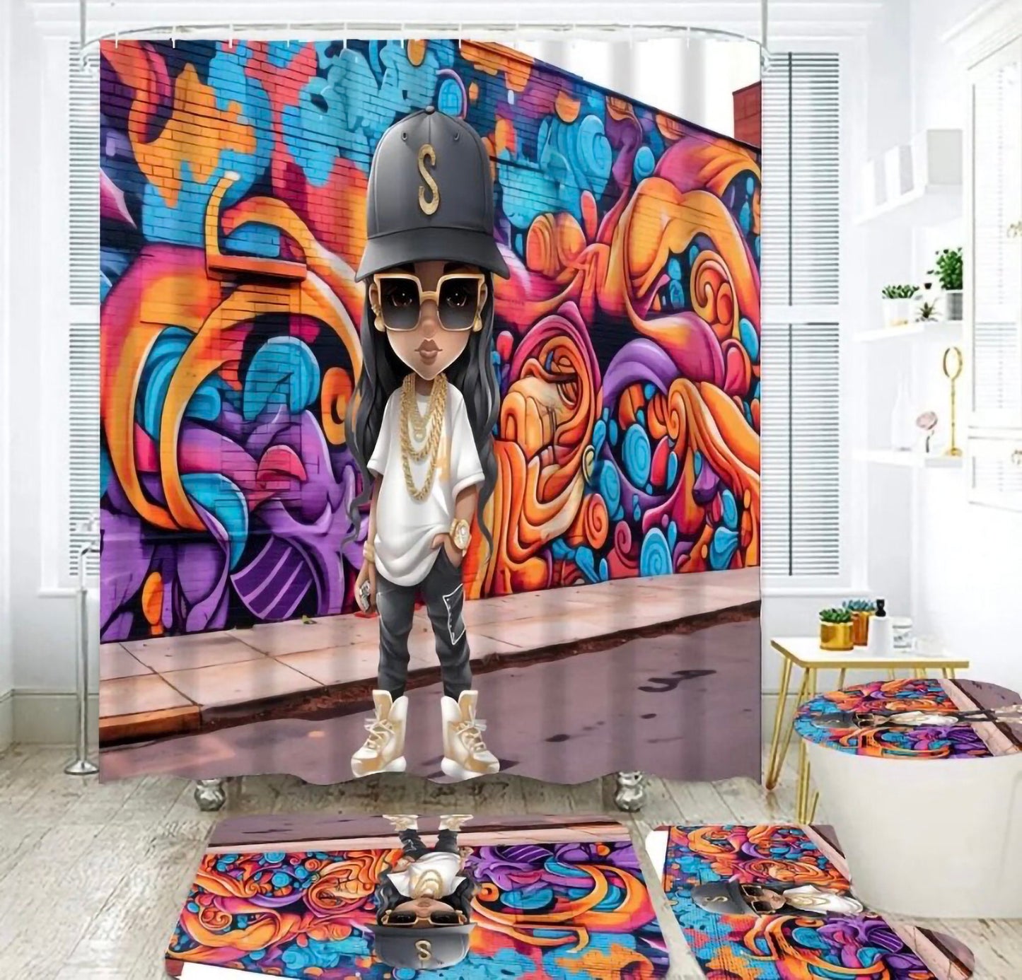 Latino Princess 4pcs Shower Curtain Set