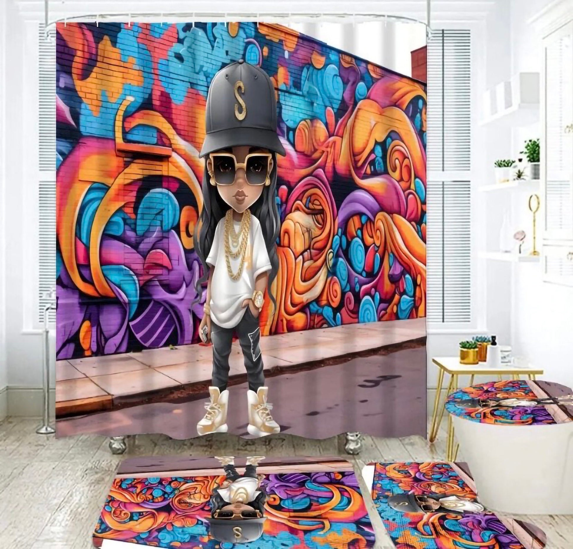 Latino Princess 4pcs Shower Curtain Set