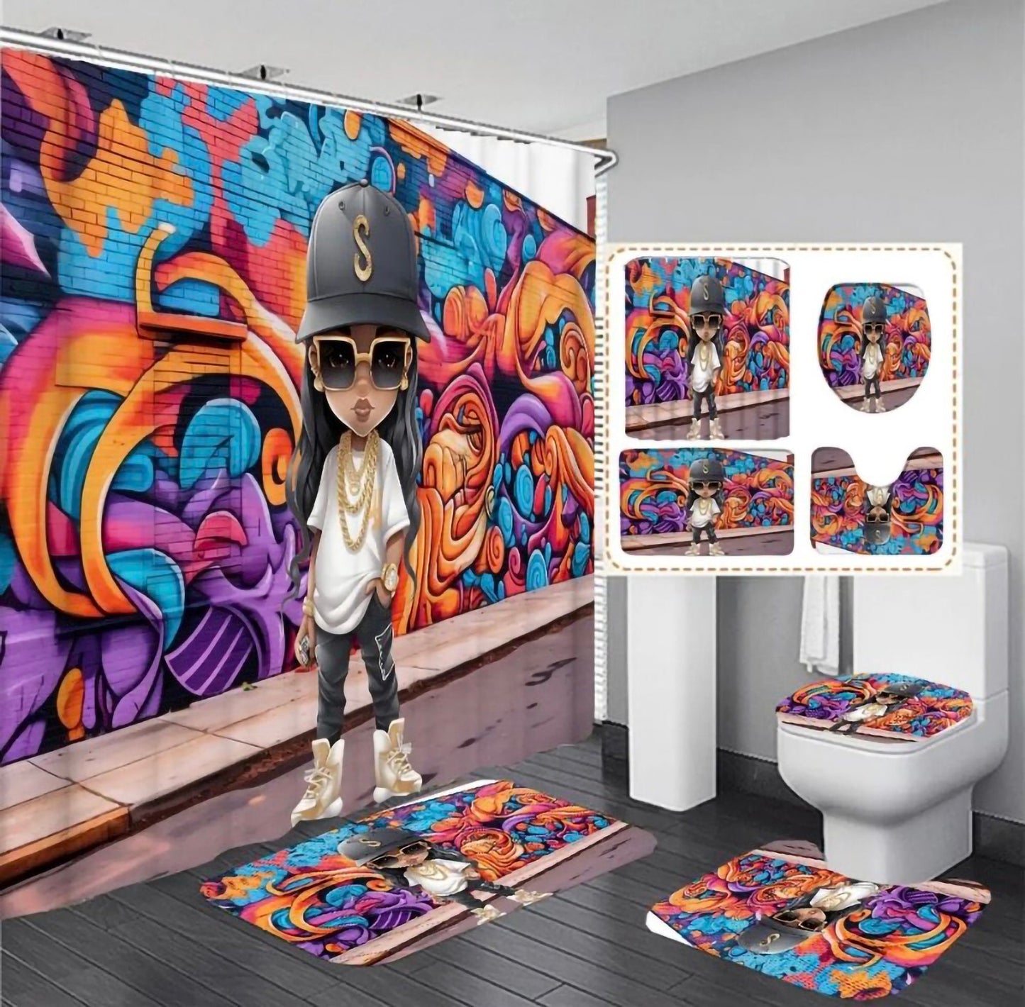 Latino Princess 4pcs Shower Curtain Set