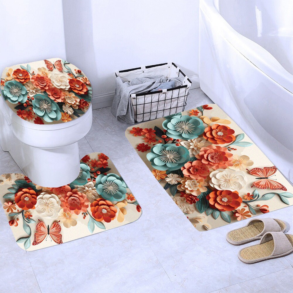 Floral Balinese Goddess 4pcs Shower Curtain Set