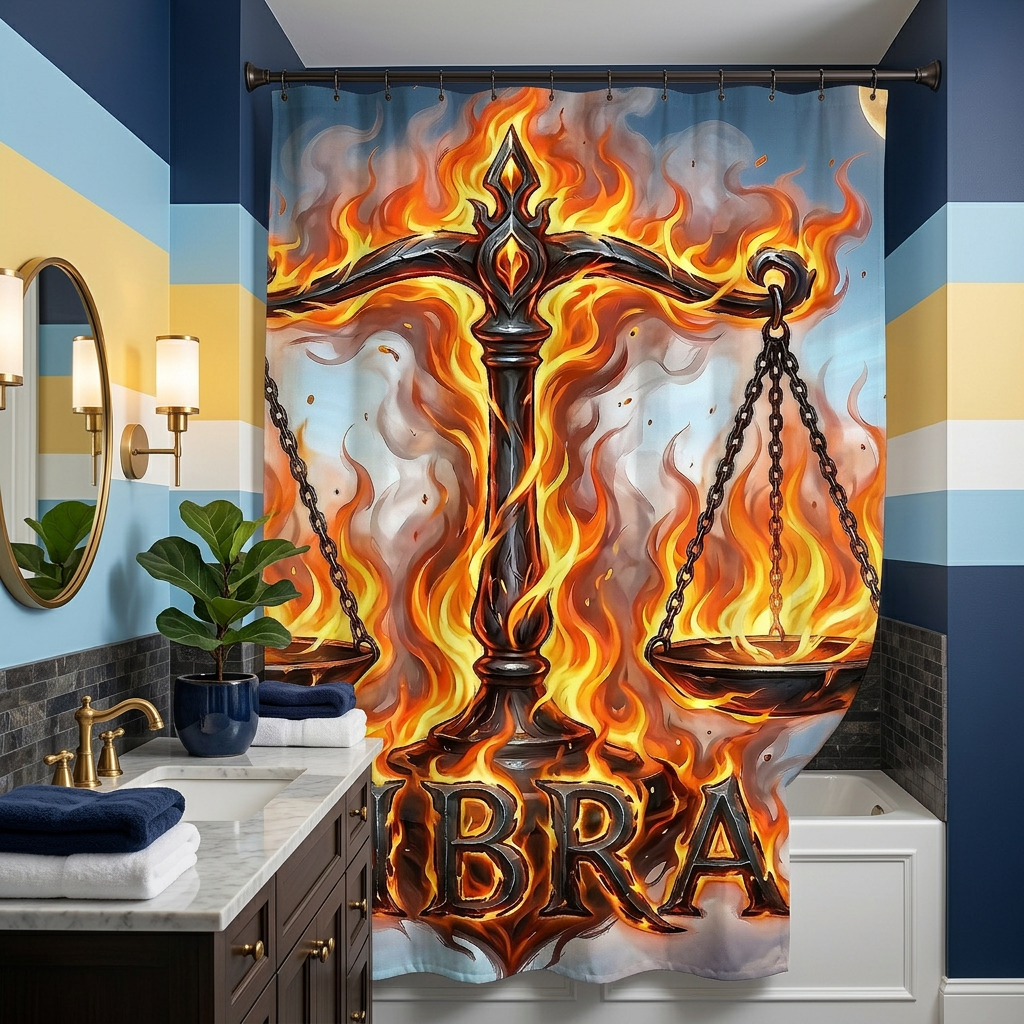 Copycat-Creations Libra Zodiac Shower Curtain