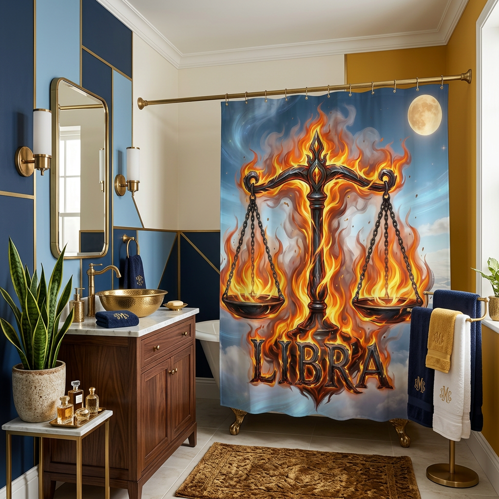Copycat-Creations Libra Zodiac Shower Curtain