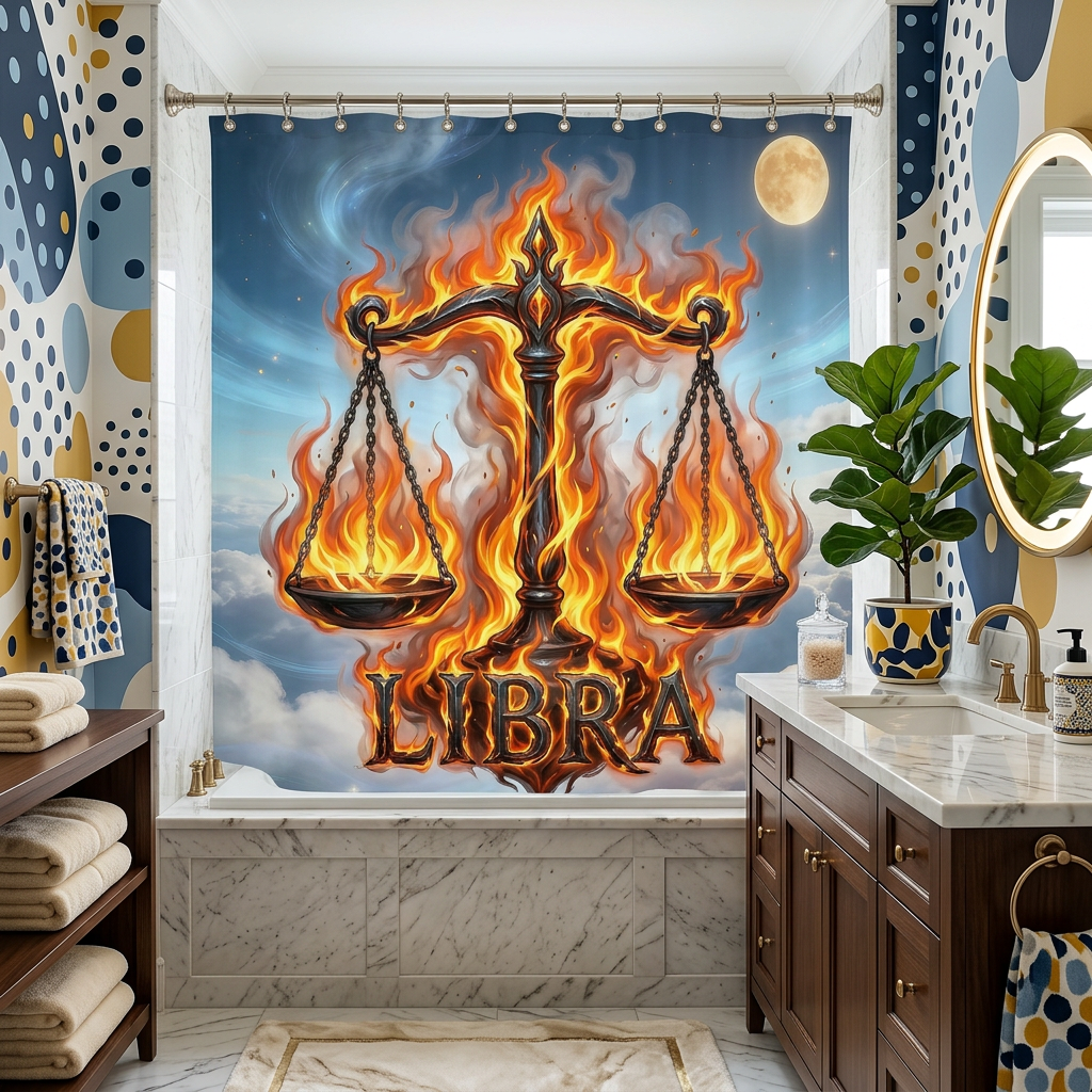 Copycat-Creations Libra Zodiac Shower Curtain