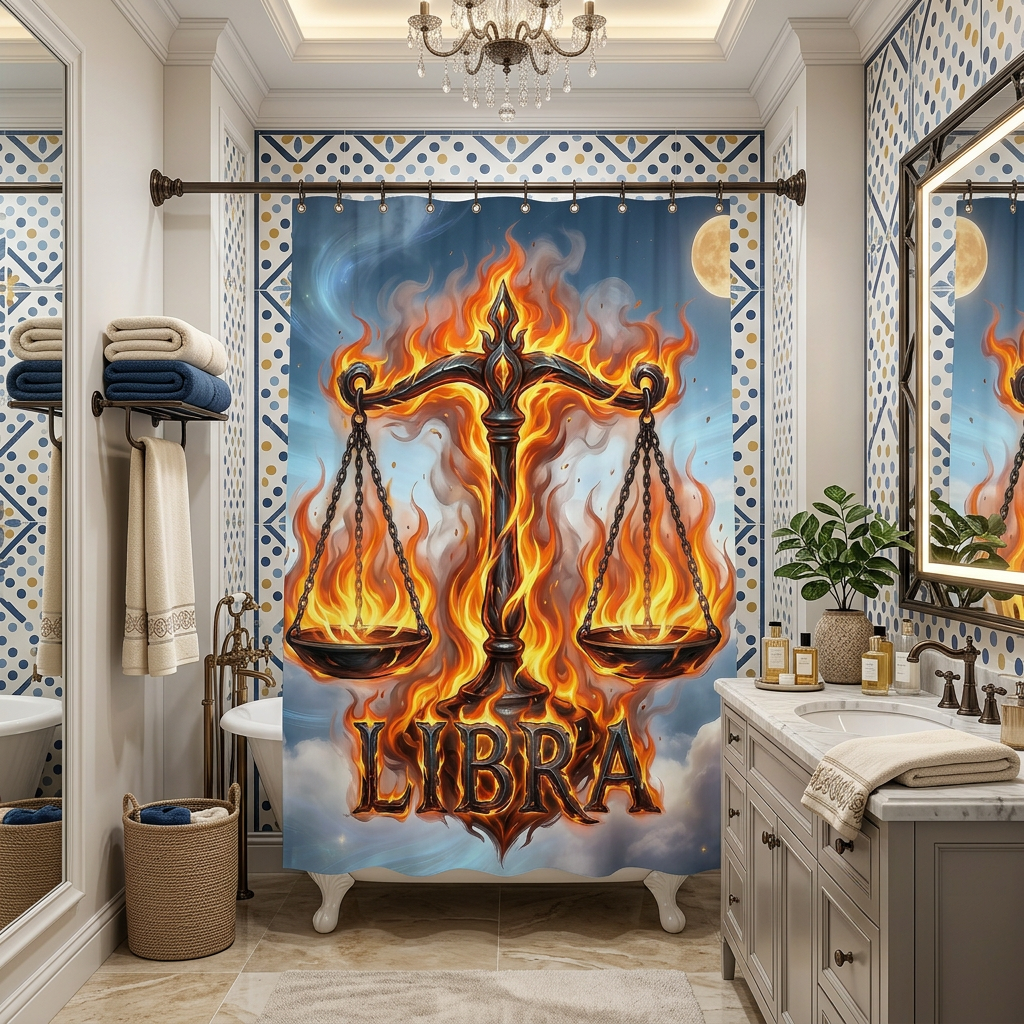 Copycat-Creations Libra Zodiac Shower Curtain