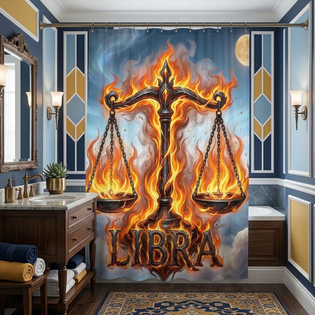 Copycat-Creations Libra Zodiac Shower Curtain