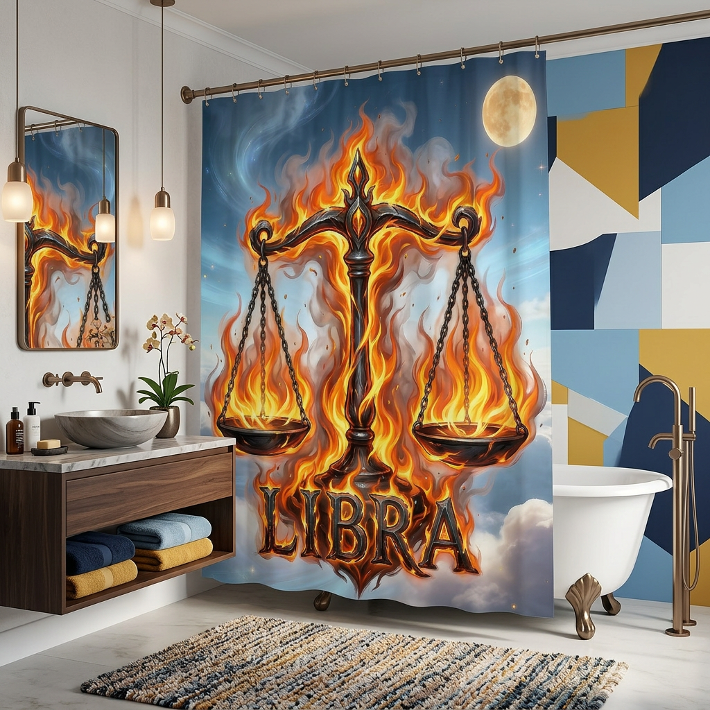 Copycat-Creations Libra Zodiac Shower Curtain