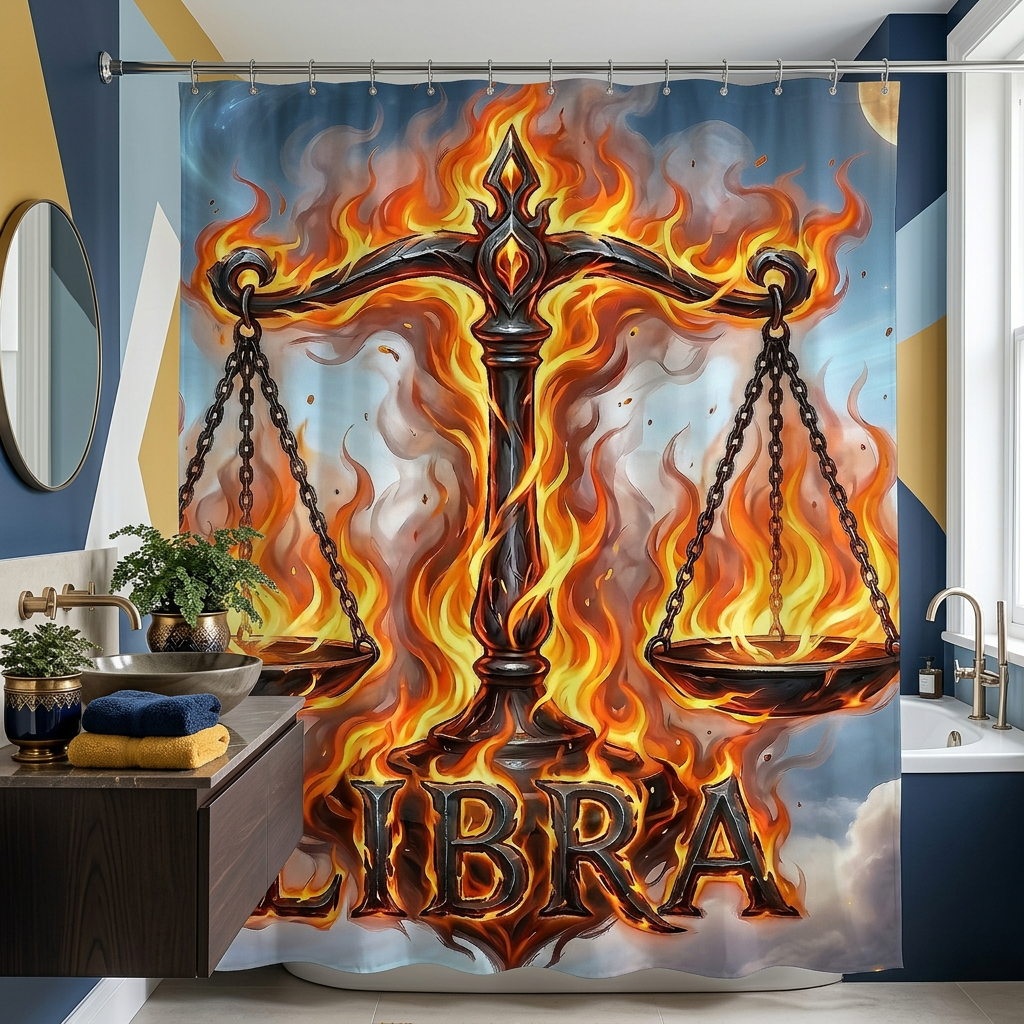 Copycat-Creations Libra Zodiac Shower Curtain