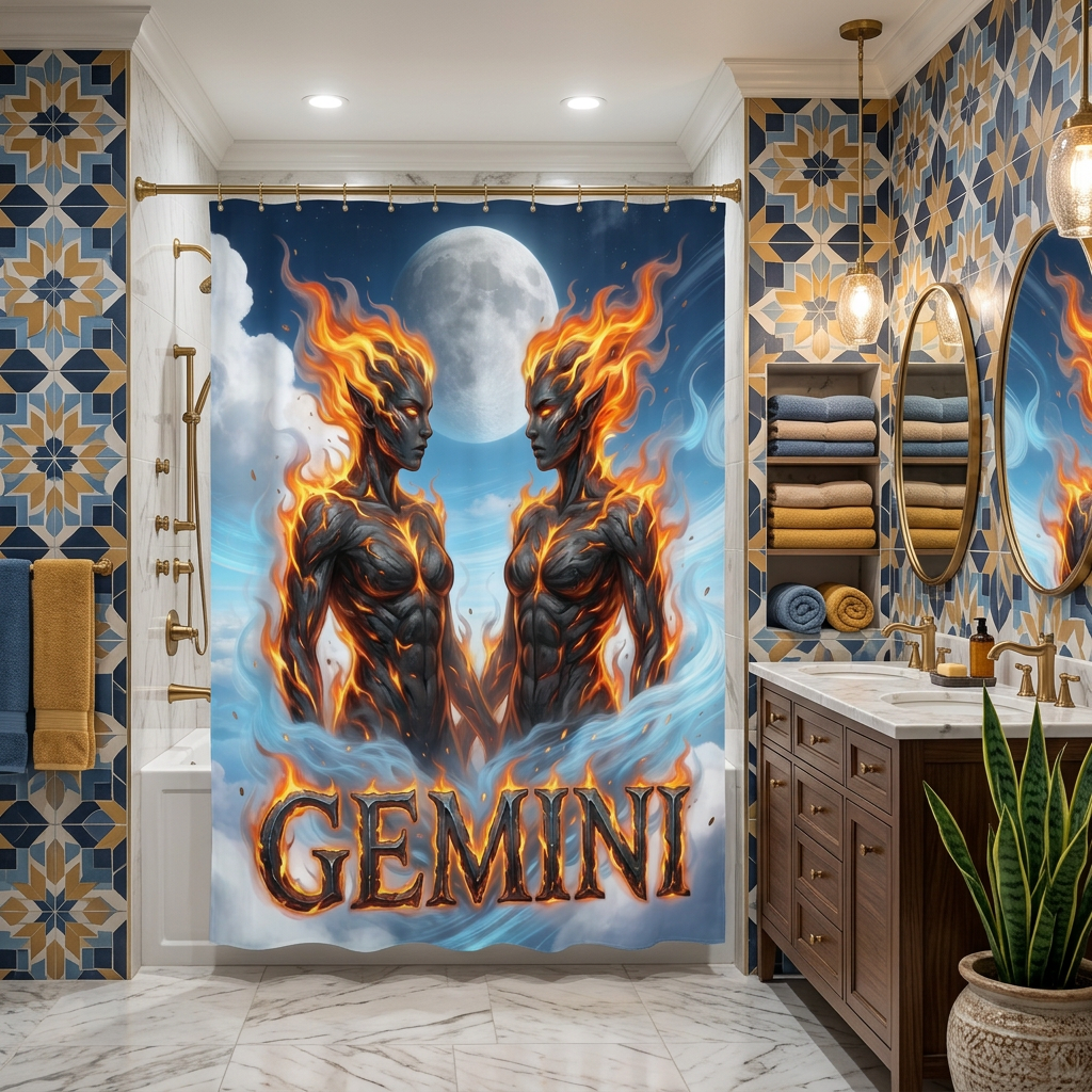 Copycat-Creations Gemini Zodiac Shower Curtain
