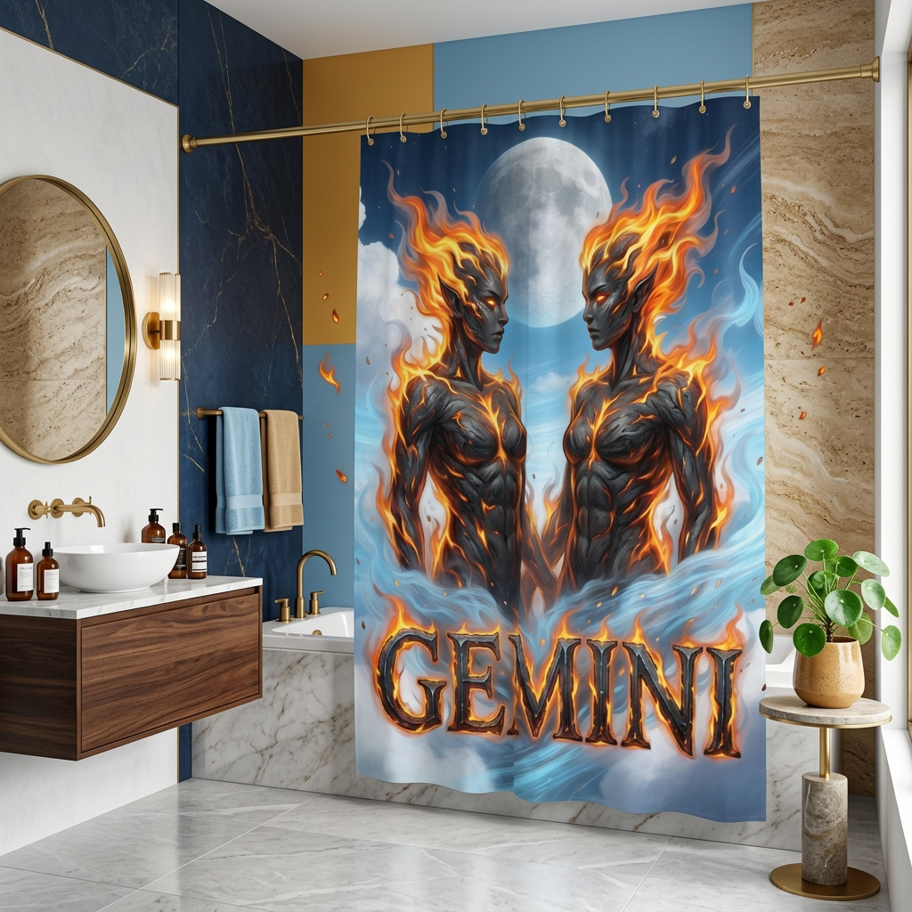 Copycat-Creations Gemini Zodiac Shower Curtain