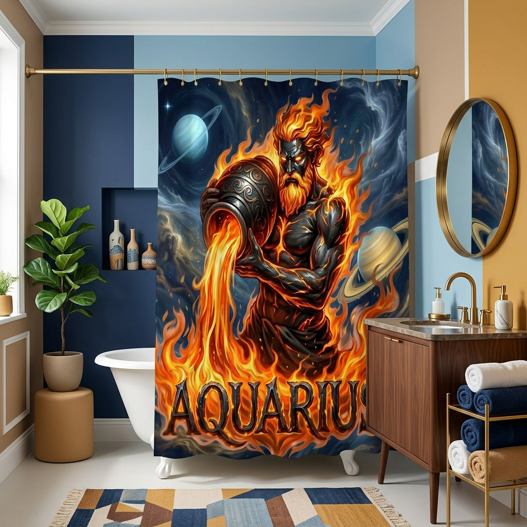 Copycat-Creations Aquarius Zodiac Shower Curtain