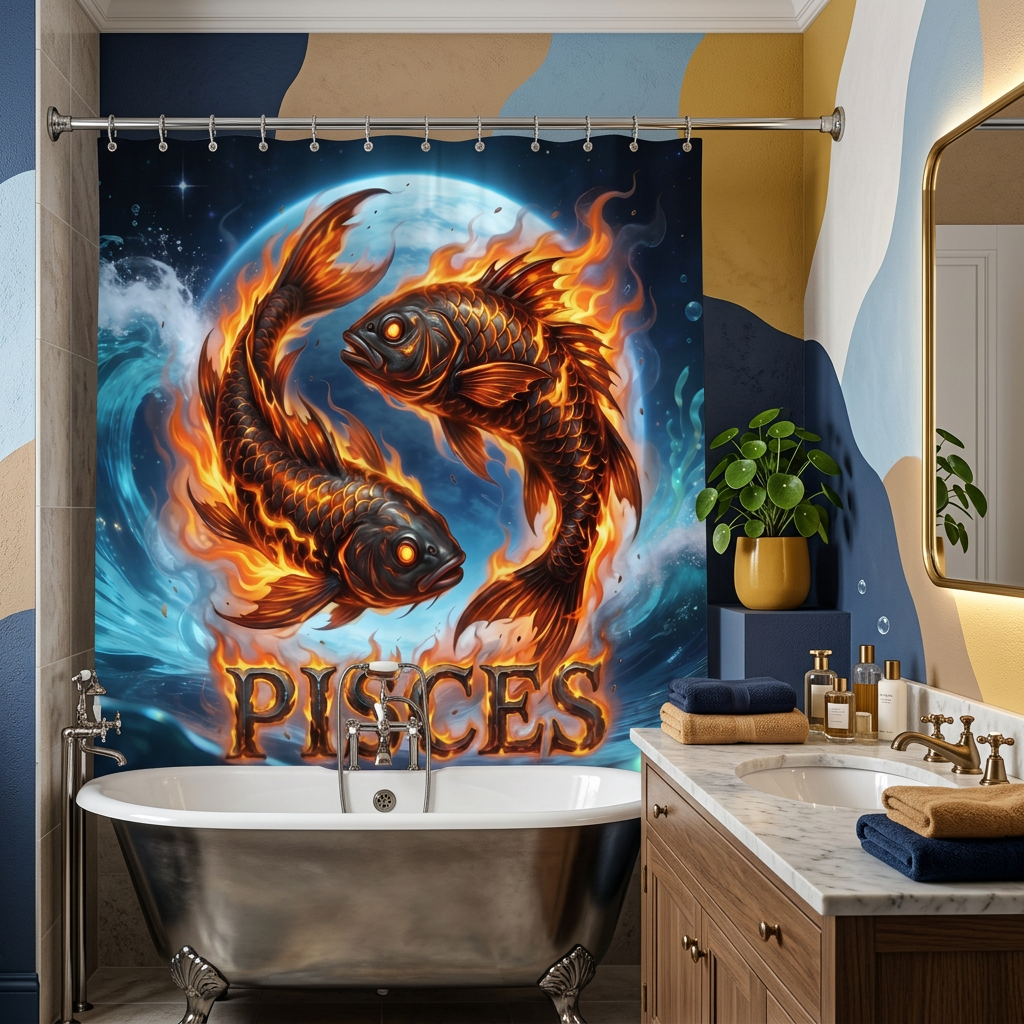 Copycat-Creations Pisces Zodiac Shower Curtain