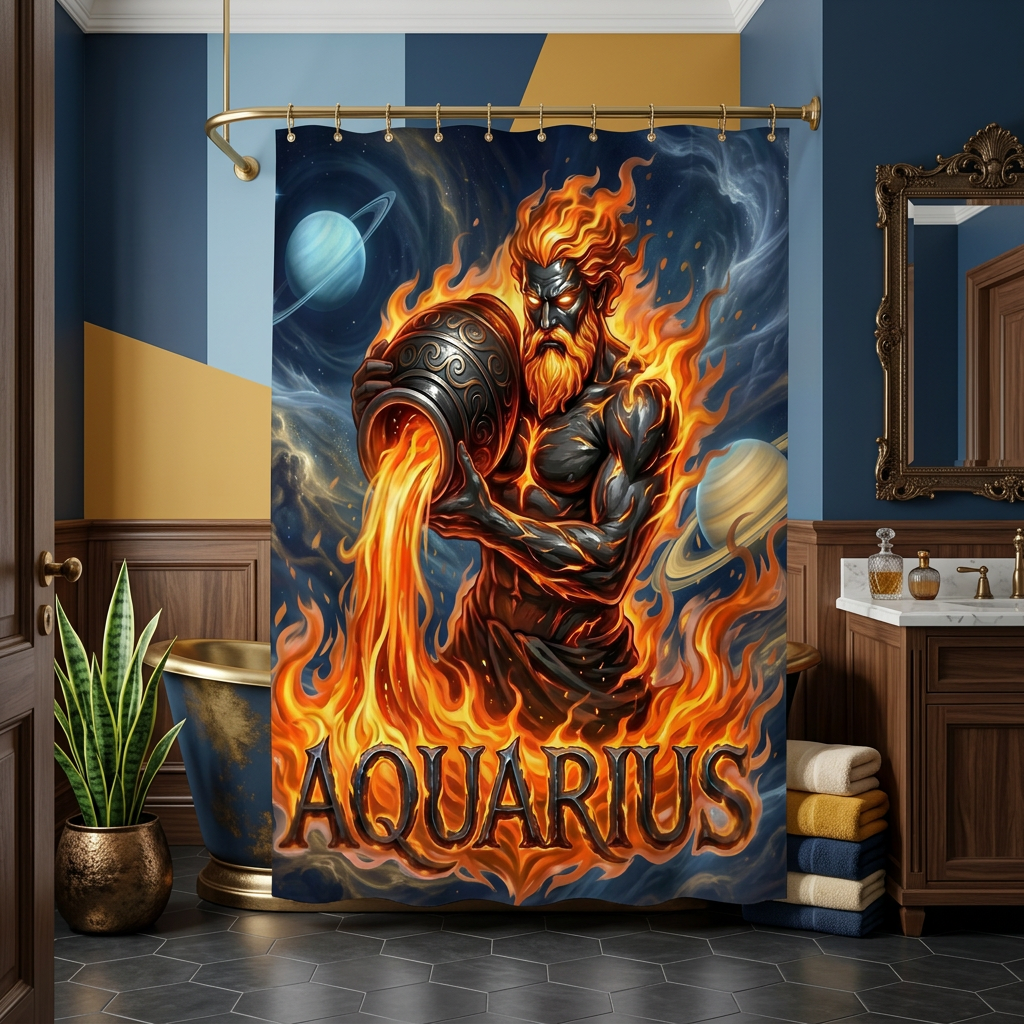 Copycat-Creations Aquarius Zodiac Shower Curtain