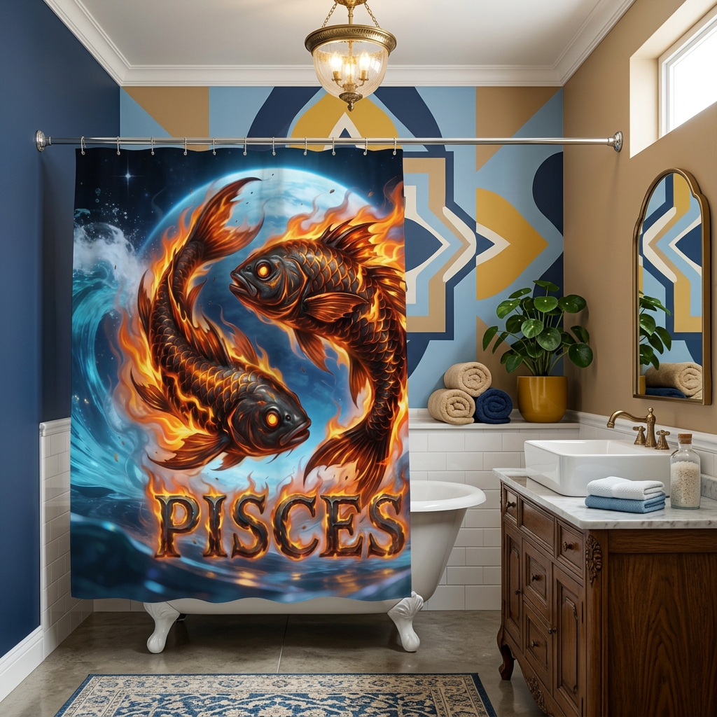 Copycat-Creations Pisces Zodiac Shower Curtain
