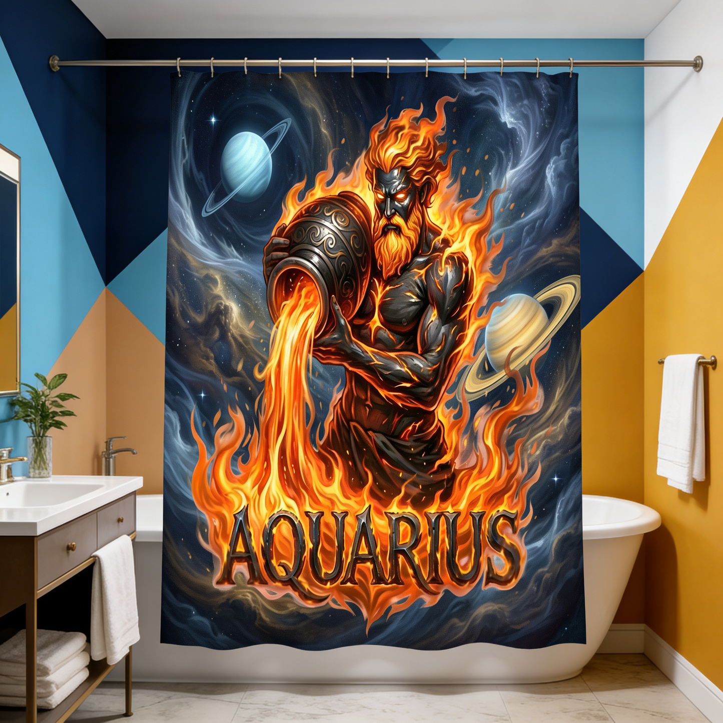 Copycat-Creations Aquarius Zodiac Shower Curtain
