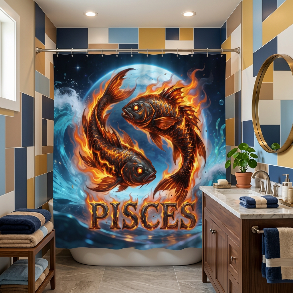 Copycat-Creations Pisces Zodiac Shower Curtain