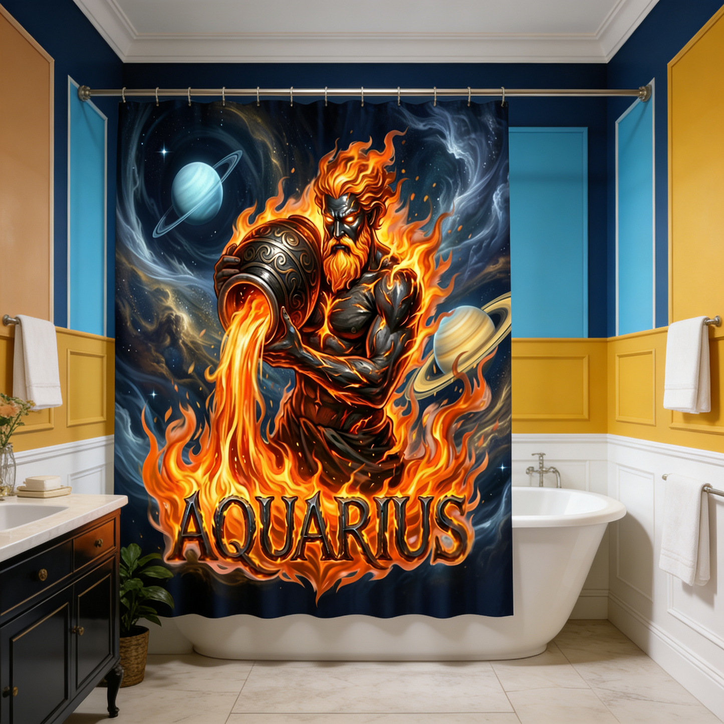 Copycat-Creations Aquarius Zodiac Shower Curtain