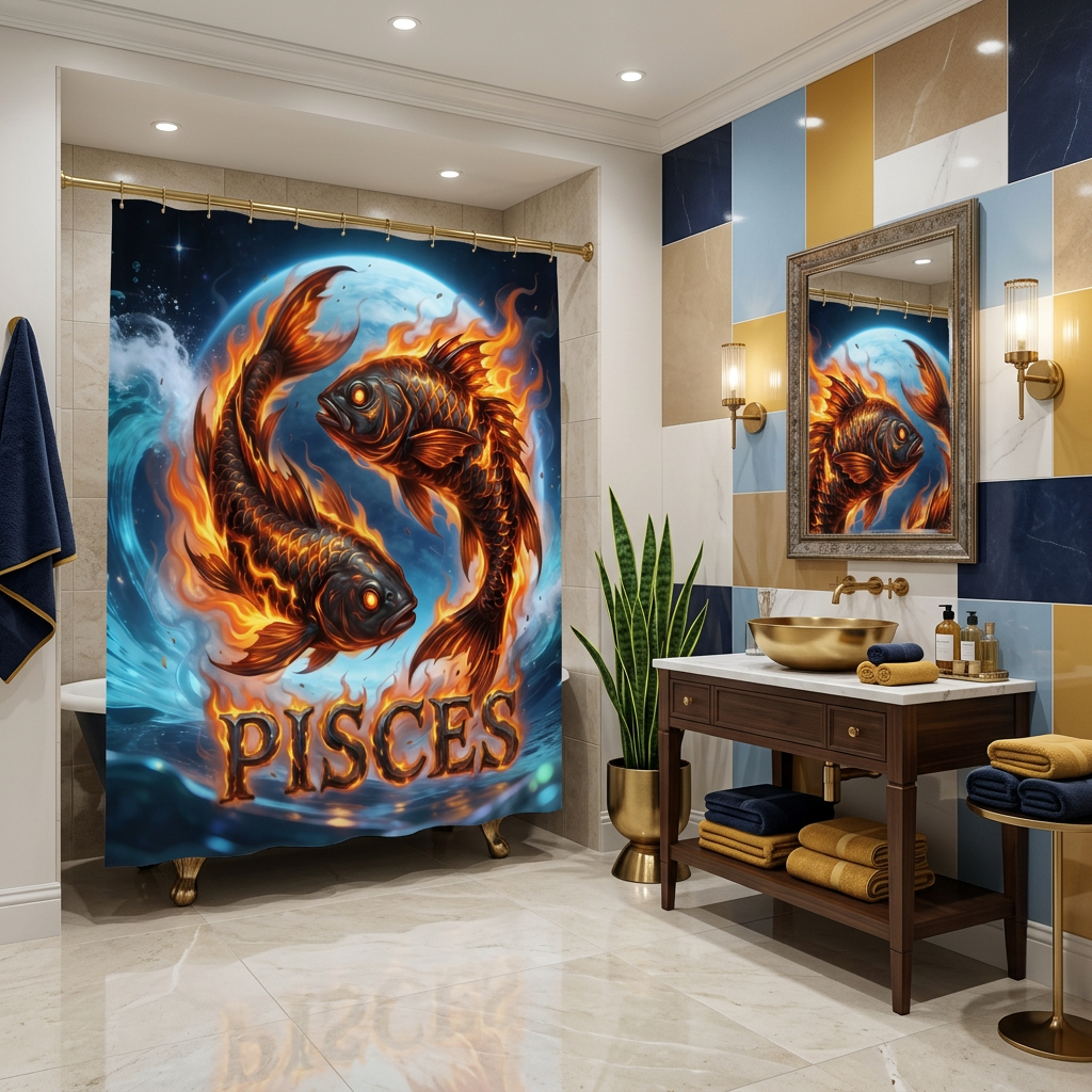 Copycat-Creations Pisces Zodiac Shower Curtain