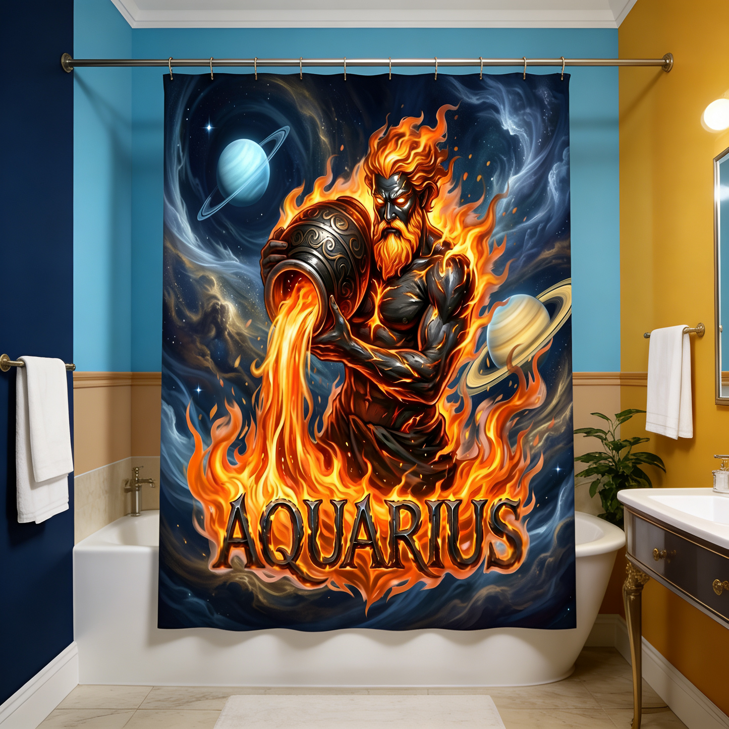 Copycat-Creations Aquarius Zodiac Shower Curtain