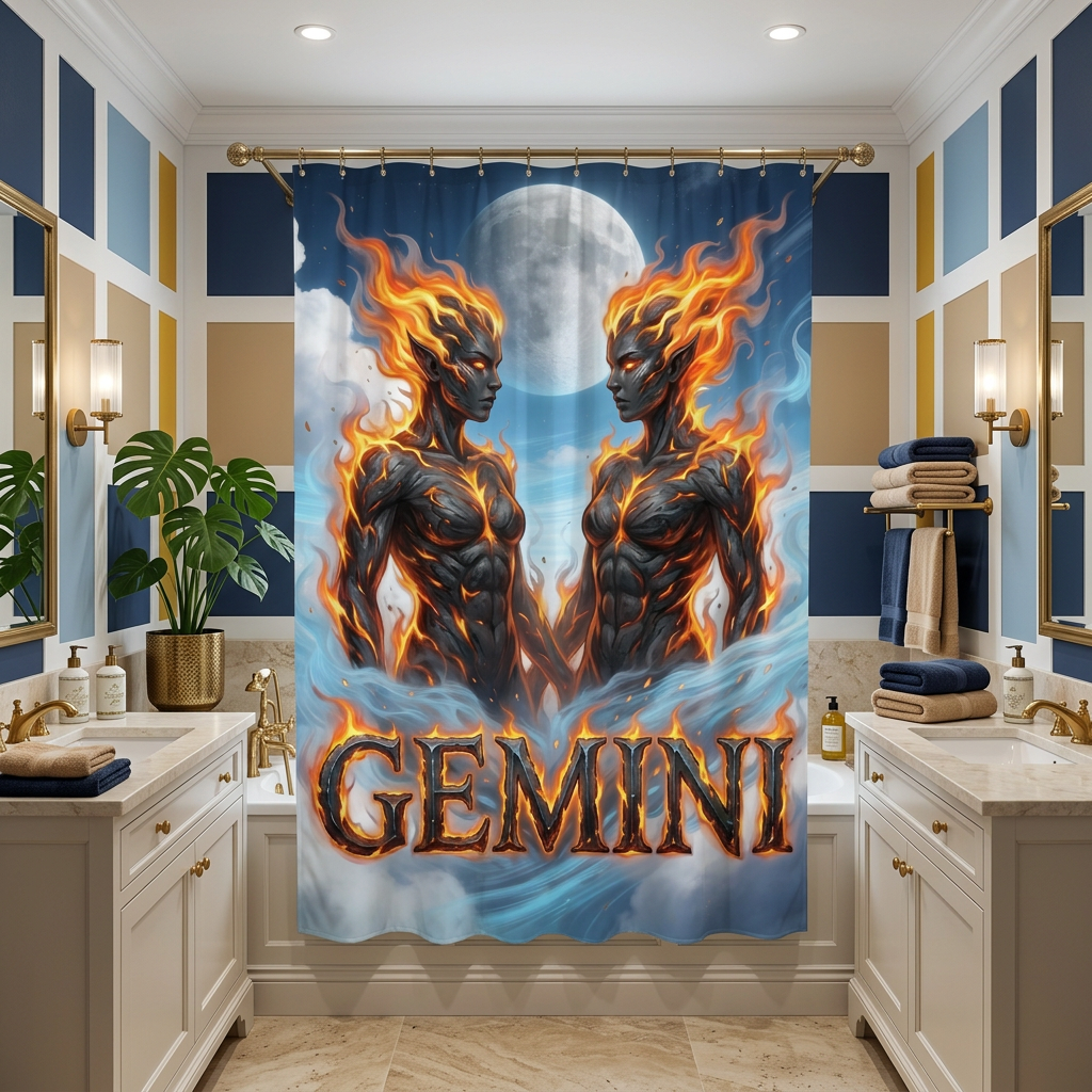 Copycat-Creations Gemini Zodiac Shower Curtain