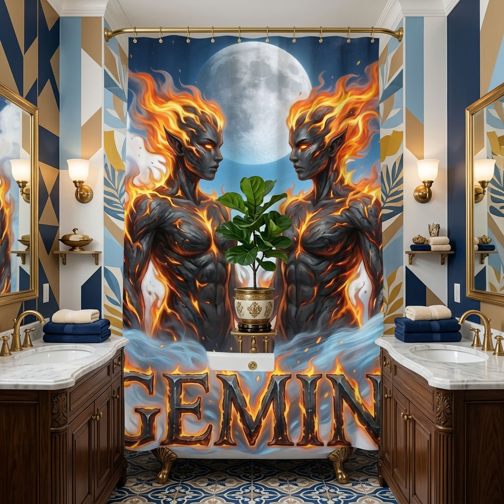 Copycat-Creations Gemini Zodiac Shower Curtain