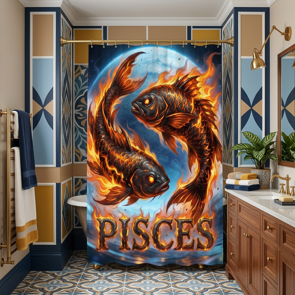 Copycat-Creations Pisces Zodiac Shower Curtain