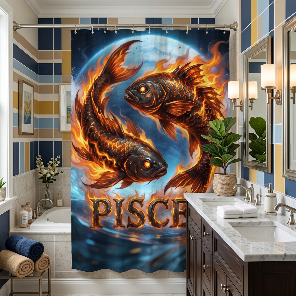 Copycat-Creations Pisces Zodiac Shower Curtain