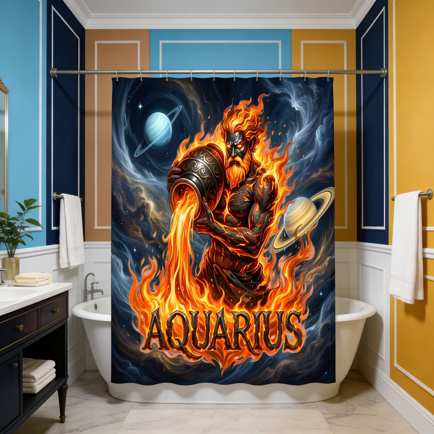 Copycat-Creations Aquarius Zodiac Shower Curtain