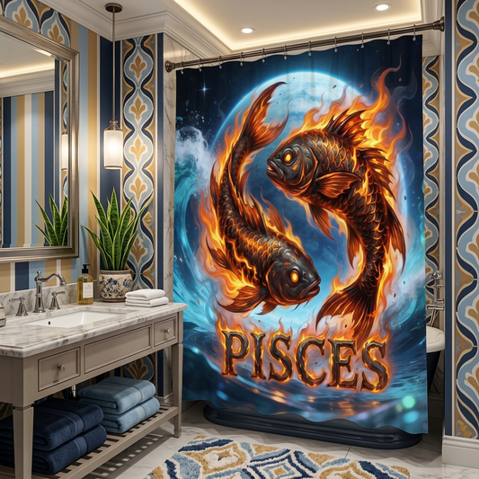 Copycat-Creations Pisces Zodiac Shower Curtain