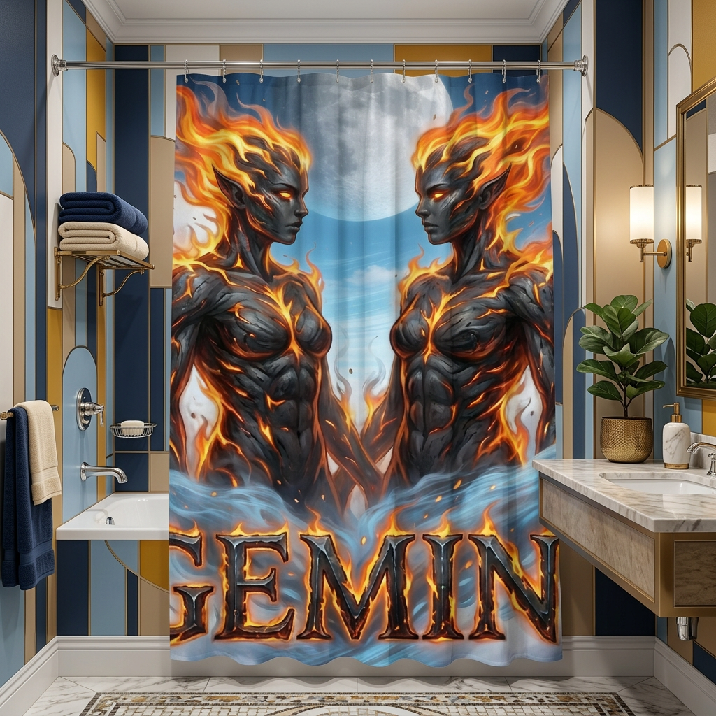 Copycat-Creations Gemini Zodiac Shower Curtain